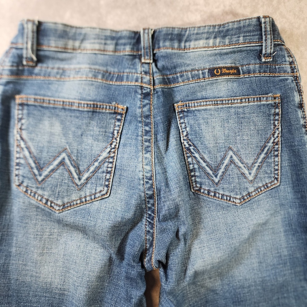Wrangler Willow Ultimate Riding Jeans 13x29 Blue Cotton Blend Bootcut Frayed Hem